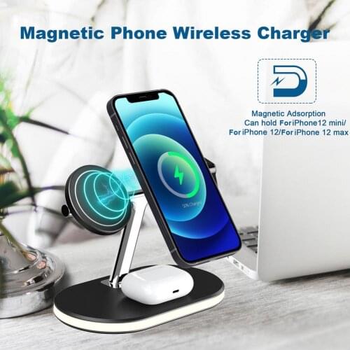 Fast Wireless Charging 3-in-1 Magnetic Wireless Charger 15W Desktop Charging Station For Iphone IWatch Series