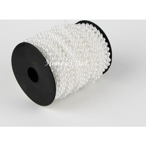 25M 1 Roll 6mm White Pearls Bead Garland Chain Wedding Decoration Center Candle Crafting DIY Favor