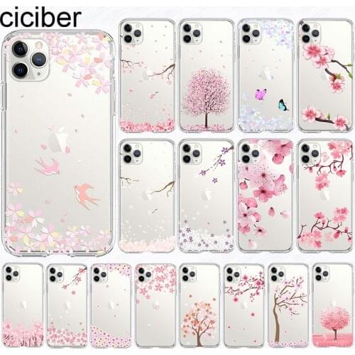 Ciciber Case For iPhone 12 Case for Iphone XR 11 12 Pro XS Max mini 7 X 8 6 6S Plus 5S SE 2020 Cherry Blossoms Tree Silicone TPU