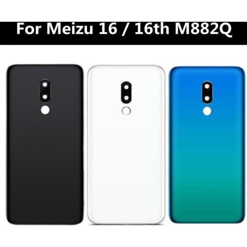 Back Battery Cover Housing Door Lid Rear Case For Meizu 16 16th M882Q Battery Cvoer with Camera Frame Glass Lens