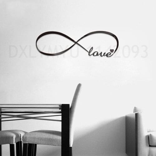 Black Color Wall Art Decal Sticker Acrylic Mirror Wall Stickers For Living Room Bedroom Wall Decor Love letters Home Decoration