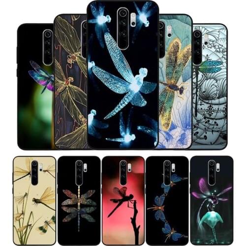 Dragonfly black Silicone Phone Case For Redmi note 8 7 Pro S 8T for redmi 9 7A Cover
