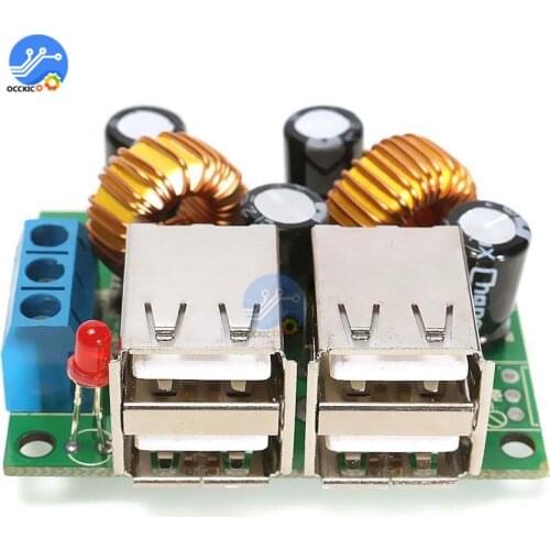 4 Port USB Charger Module DC 12V to 5V 5A Voltage Converter Power Bank Battery Charging for Phone MP3/MP4