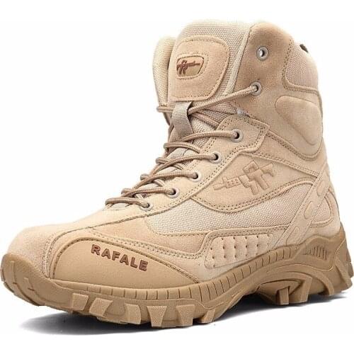 Men Outdoor Sports Hiking Hunting Training Treking Shoes Male Breathable Leather Army Anti-skid Military Tactical Desert Boots