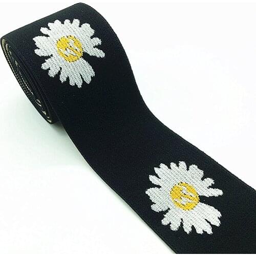 Elastic Bands 50MM 70cm Daisy Flower Elastic Ribbon Clothing Bags Trousers Elastic Rubber 5CM Webbing DIY Sewing Accessories