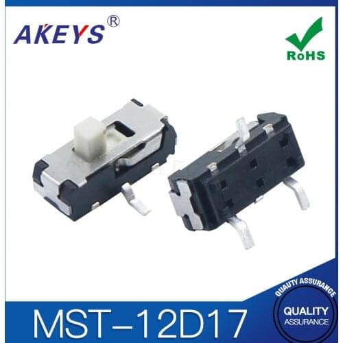 30PCS MST-12D17 MINI slide switch 1P2T SPDT SMD SMT 3 pin 2 position mini toggle switches handle black