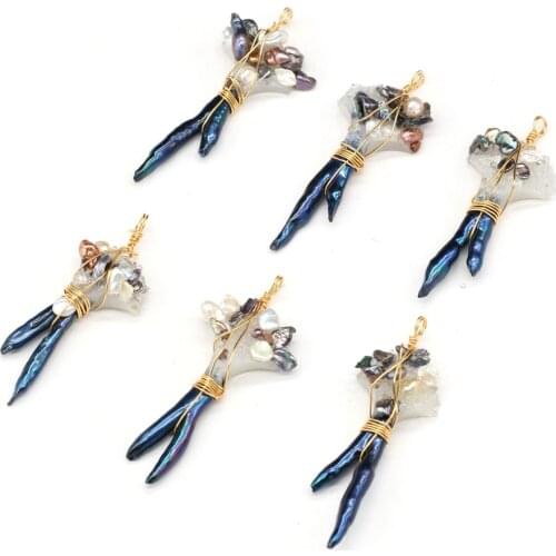 Exquisite Winded Pearl Beads Pendant Natural Pearl Beads Pendant Charms for Making DIY Jewelry Necklace Gift Size 30x75mm