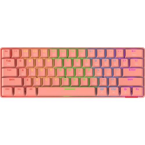Rainbow Lights BT 5.0 Dual-Mode Compact 61 Key Mechanical Gaming Keyboard for IOS Android Windows Phone Tablet Notebook PC