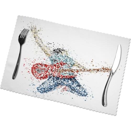 Table Mats Drink Coaster Table Placemats Abstract Guitarist Painting Coffee Mug Cup Coasters 6 PCS Non-slip Pads