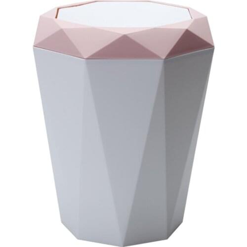 Nordic Style Flap Type Trash Can 5/3L Bamboo Flip Step Trash Can Flip Innovative Diamond Shape Trash Can For Kitchen Home Office