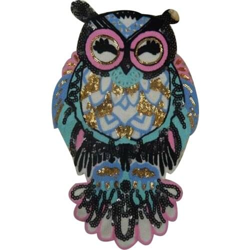Clothing diy embroidery animal patch deal with it 31cm blue owl biker patches for clothes flower stickers fabric free shipping