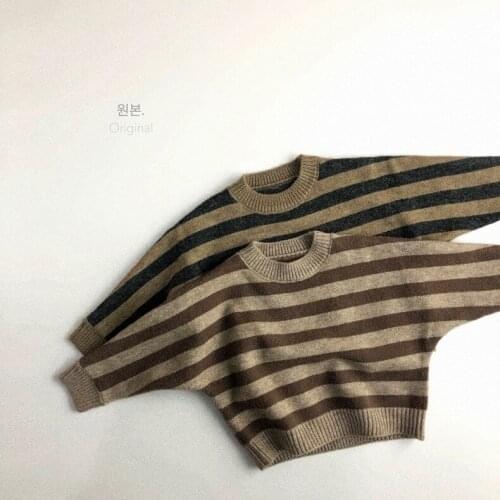 Autumn Spring Childrens Pullover Sweaters Korean Style Striped Thick Sweater for Boys Kids Clothing Baby Boy Casual Sweater New