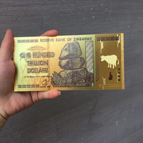 ZIMBABWE Black Gold Foil 100 Trillion Commemorative Dollars Banknotes