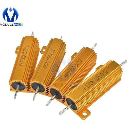 50W Aluminum Shell Housed Case Power Wirewound Resistor 1K 5% +5% -5% 0.5R 1R 2R 4R 6R 8R 10R 20R 0.5/1/2/4/6/8/10/20/50/100 Ohm