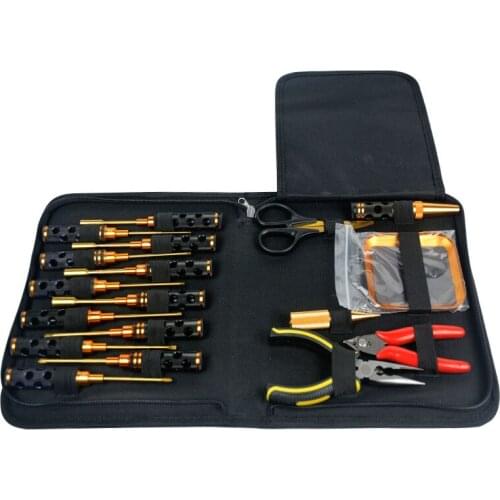 RC Cars Remote Control Car Model Repair Kit Toolkit Black Gold Hollow Hexagon Cross Slotted Screwdriver Sleeve Pliers Scissors