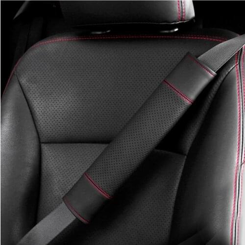 Wooeight 2Pcs Universal Microfiber High Grade Leather Car Seat Belt Shoulders Pads Covers Cushion Safety Protection Protector