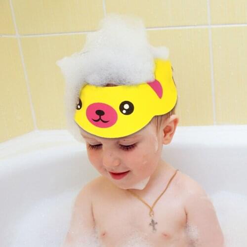 Protect Eyes Baby Kids Shower Cap Cute Adjustable Baby Shower Hat Bath Wash Hair Shield Hat Bathing Visor