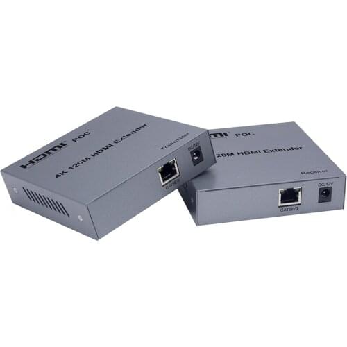 4K 120m HDMI Extender with loop-out,Use cat5E/6 cable instead of an HDMI cable to transmit HD signals up to 120M Support POC, IR