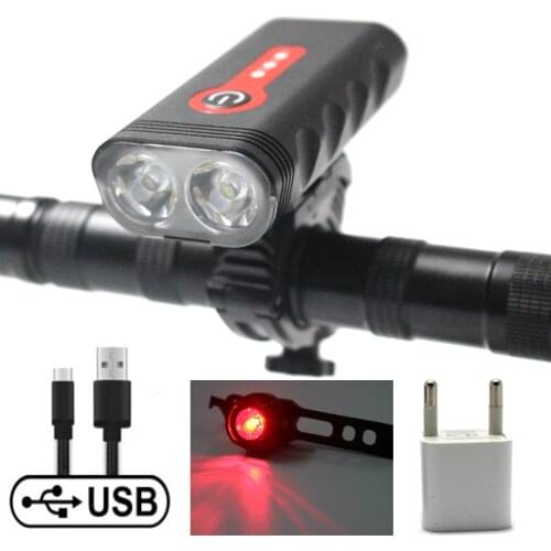 Bicycle Light Waterproof USB Rechargeable Flashlight Head Lights Taillight Bike Lamp Night safety Cycling Light Sets Accessories