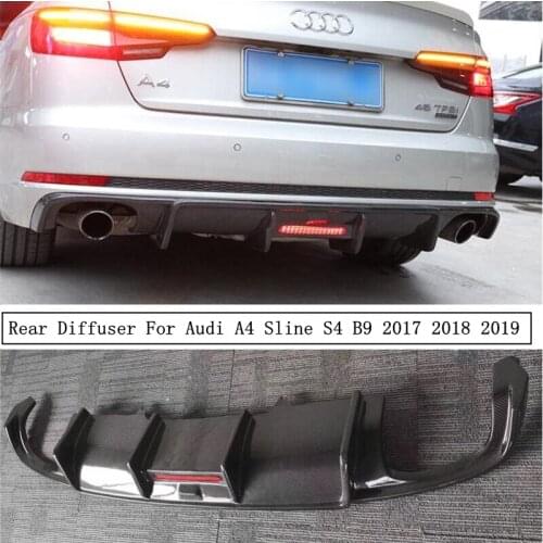 For Audi A4 Sline S4 B9 2017 2018 2019 Real Carbon Fiber Racing Rear Diffuser Lip Spoiler Bumper Splitters Auto Accessories