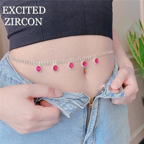 2020 New Design Jewelry Exquisite Luxury Rhinestone Woman Water Drop Waist Chain Body Chain Sexy Romantic Waist Chain