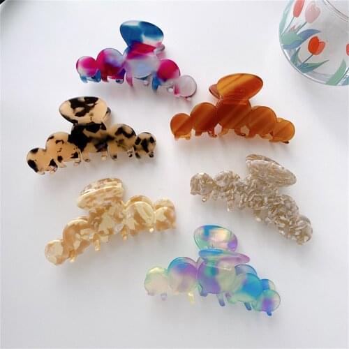 Women Acetate Hair Claws Round Splicing Wave Hair Clip Crab Claw Bath Clip Ponytail Clip For Women Girls Hair Accessories