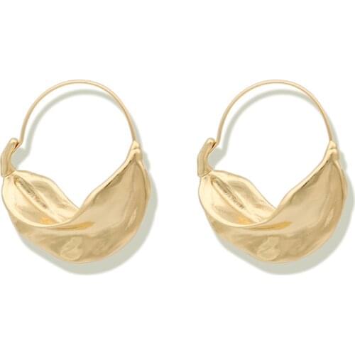 LWONG 2018 Hyperbole Irregular Leaf Metal Large Hoop Earrings for Women Bijoux Oversized Big Hoop Earrings Statement Earrings