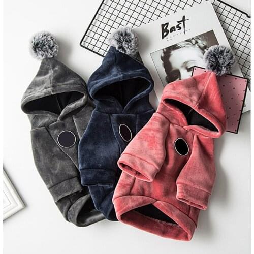 Winter Warm Dog Hooded Coat Soft Pet Clothes for Small Dogs Cats Yorkshire Chihuahua Pullovers Pets Clothing Designer Chien A90