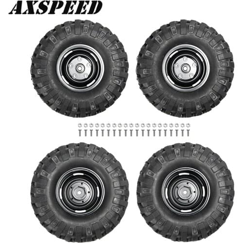 1.9inch Metal Beadlock Wheel Rims with 108mm Rubber Wheel Tires Skin Kit for 1:10 RC Crawler Axial SCX10 RC Rally Car Parts