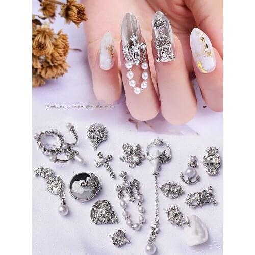 10 pcs of manicure diamond ornaments new zircon jewelry silver retro luxury real gold butterfly jewelry decoration