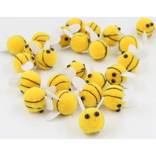 10pcs/lot Pompom 20mm Yellow bee Soft Pompones Fluffy Plush Crafts DIY Pom Poms Ball Furball Home Decor Sewing Supplies