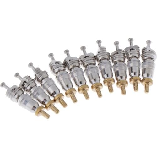 10Pcs R410 Brass Spare Valve Cores Inside Container for AC & Refrigeration