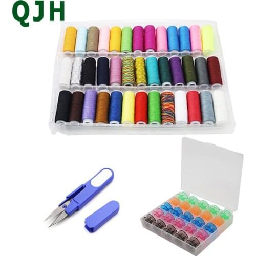 100% Polyester Yarn Sewing Thread Roll Machine Hand Embroidery 200 Yard Each Spool For Home Sewing Kit 39Pcs Mixed Colors