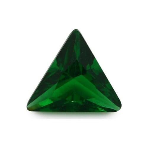 100pcs 3x3~10x10mm Triangle Shape Loose Stone Green Color Glass Synthetic Gems For Jewelry DIY Stone