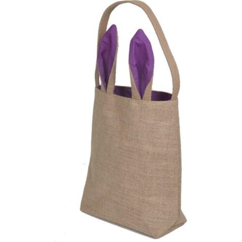 100PCS/lot Cotton Burlap Bags Rabbit Ear Shape Gifts Easter Bunny Bags For Kids In New Year Birthday Party Decoration lin2164