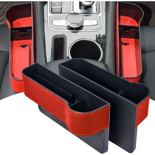 2PCS Car Seat Crevice Storage Box Pocket Organizer Holder Leather Storage Box Card Phone Holder Pocket Seat Organizer