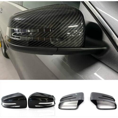 2pcs Carbon Fiber Style Car Rearview Mirror Shells Side Mirror Cover Cap For Mercedes Benz CLA GLA W212 W212 W221 W204 2009-2013