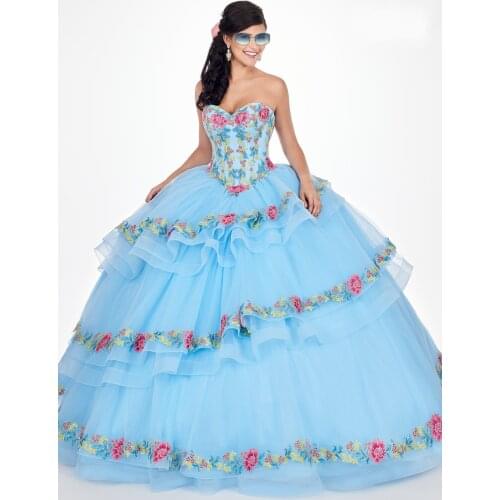 2021 vestidos de 15 años Emboridery Quinceanera Dress with Jacket Lace Up Back vestido debutante Organza Layers