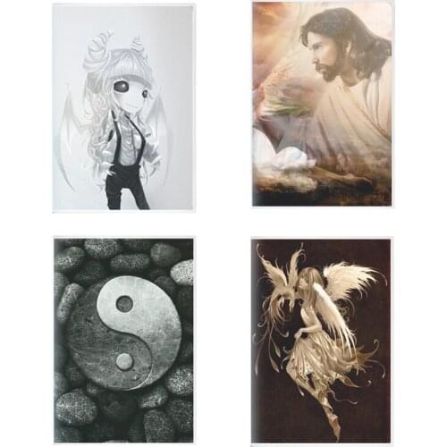 A5 Notebook Yin Yang Tai Chi Symbol Cover Jesus Devil Angel Girls Snitch Heart Wings Diary Travel Journal Planner Planificado