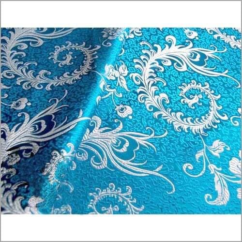 75cm*200cm Tapestry satin, patchwork fabric,Sky blue background white fissidens,silk fabric,tissu cloth