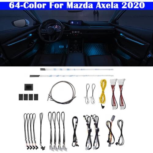 Auto Car For Mazda Axela 2020 Button Control Decorative Ambient Light 64-Color Set Atmosphere Lamp illuminated LED strip