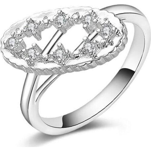 Free Shipping Europe and the United States jewelry quick sell hot selling silver jewelry hollow oval wedding ring # 153