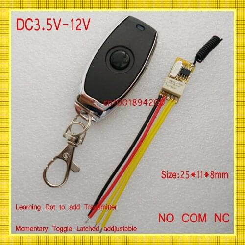 Door Access Open Button Remote Switch Electronic Lock Mini RF Receiver Transmitter 3.7V 5V 6V 7.4V 9V 12V Small Wireless Switch