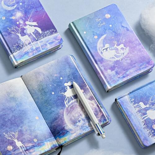 Notebook 128 Blank Color Pages Hand Ledger Creative Illustration Notepad Thickened Diary Girl Heart Cute Hand Ledger