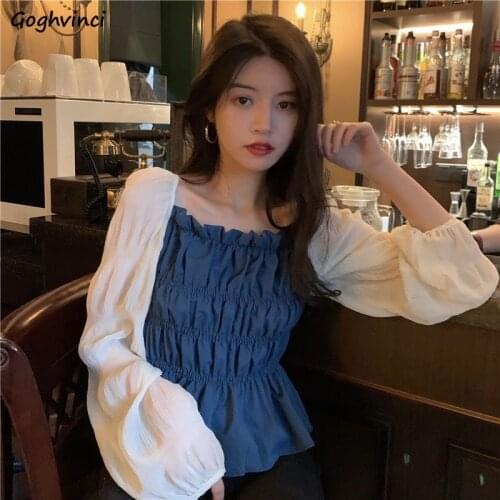 Blouse Women Flare Sleeve Sexy Ladies Clothes Ruffles Square Collar Design French Style Students All-match Teens Popular Cozy