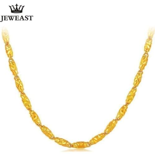 JLZB 24K Pure Gold Necklace Real AU 999 Solid Gold Chain Simple Beautiful Upscale Trendy Classic Fine Jewelry Hot Sell New 2020