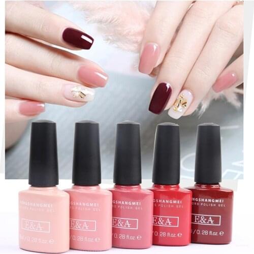 Fengshangmei 8ml Long lasting Nail Polish Nail Art Design Gel Varnishes For Nails No Wipe UV Led Dry Nail Polish Gel