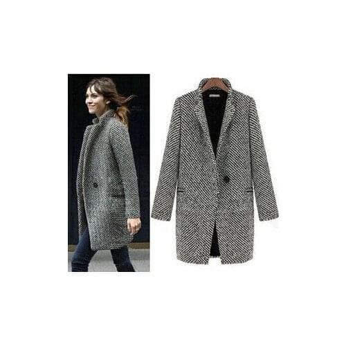 Korean Version of The New Style Large Size Womens Long Casual PlaidWindbreaker Coat Fashion Slim Temperament Irregular Coat