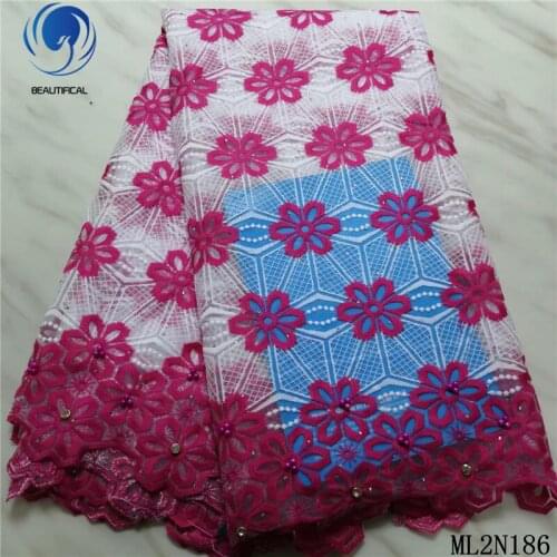 Beautifical african lace fabrics tulle lace embroidery beads fabrics New arrival french lace with stones 5yards ML2N186