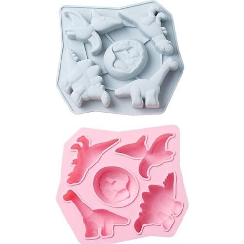 DIY Creative 5-hole Dinosaur-shaped Bread Silicone Cake Mold Animal Jelly Mold Pudding Chocolate Baking Mold Kitchen Tools